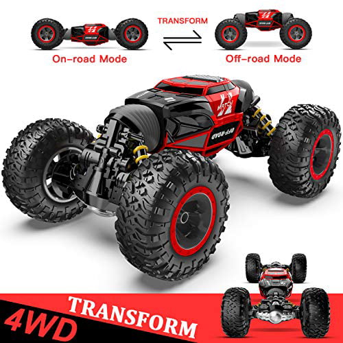 Black 1:14 Scale RC Car High Speed 25 KM/h All Terrains Electric Toy Off Road RC Monster Truck Crawler with 2 Rechargeable Batteries for Boys Kids and Adults Tecnock Remote Control Cars