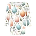 thumbnail image 6 of LangJing Womens Easter 3/4 Sleeve Crew Neck T-Shirts Cute Bunny Eggs Printed Tees Shirt Plus Size Loose Fit Pullover White XL, 6 of 6