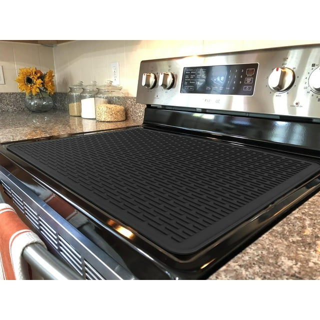 HAHDAXIA Silicone Electric Stove Cover Mat - 28 x 20 Ceramic Stove top Cover, Heat Resistant Glass Cooktop Cover, Flat RV Range Stovetop Protector, XL Dish Drying Mats for Kitchen