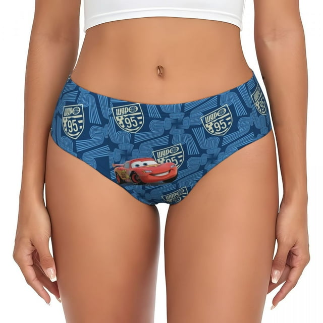 Custom Lightning McQueen Car Collage Briefs Underwear Women Breathable Stretch Panties