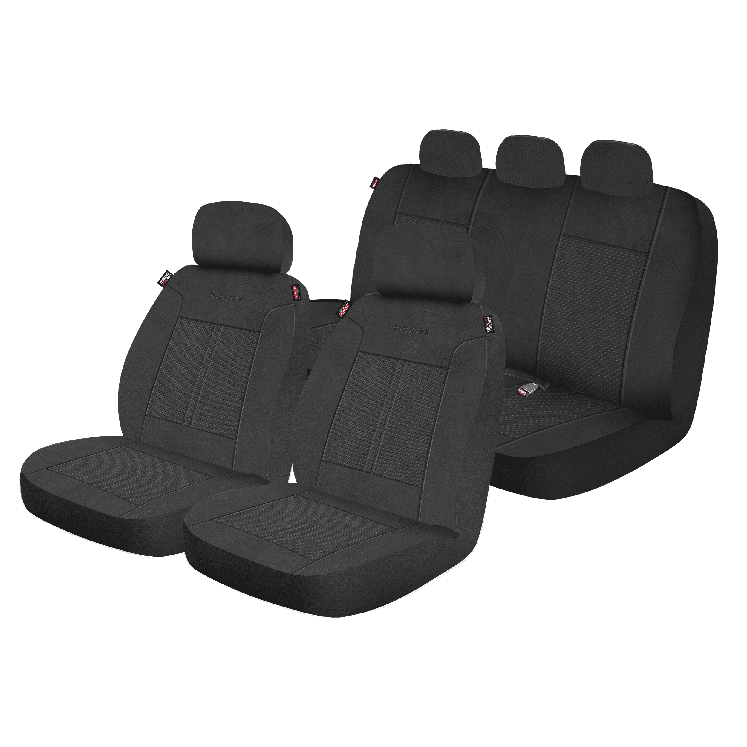 Genuine Dickies 3 Piece Car or SUV Vegan Leather Seat Covers Black