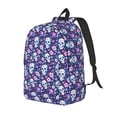 thumbnail image 1 of Disketp Skull Purple Flower print Canvas Backpack Lightweight Travel Daypack Student Rucksack Laptop Backpack-Medium, 1 of 5