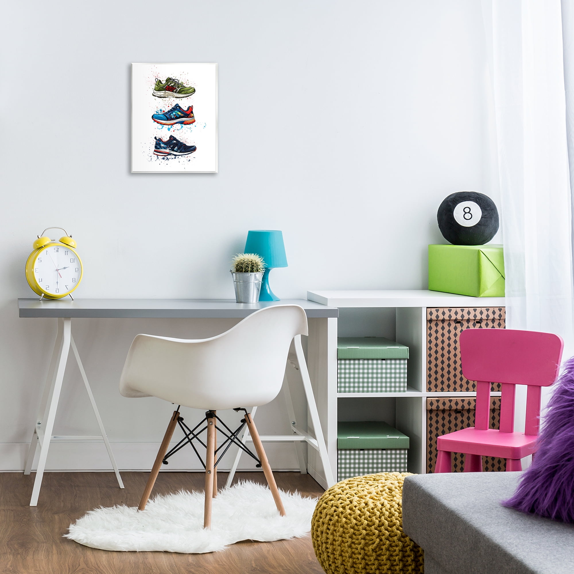 Modern Spray Sneakers Wall Plaque Art, design by Christine Simpson Art