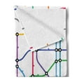 thumbnail image 2 of Map Soft Flannel Fleece Blanket, Colorful Thin Lines Metro Scheme Transportation Network Diagram Outline Urban City Life, Cozy Plush for Indoor and Outdoor Use, 50" x 70", Multicolor, by Ambesonne, 2 of 5