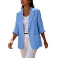 thumbnail image 4 of Cotton Linen Blazers for Women Plus Size Lightweight Blazers Open Front Casual Daily Blazer Jacket Long Sleeve Outerwear with Pockets, 4 of 7