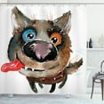 thumbnail image 1 of Ambesonne Animal Shower Curtain, Funny Dog Puppy, 69"Wx70"L, Orange Cocoa Blue, 1 of 3