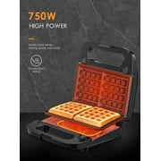 3-in-1 Waffle, Grill & Sandwich Maker, Panini Press Grill and Waffle Iron Set with Removable Non-Stick Plates, Perfect for Cooking Grilled Cheese, Tuna Melts, Burgers, Steaks and Snacks, Black