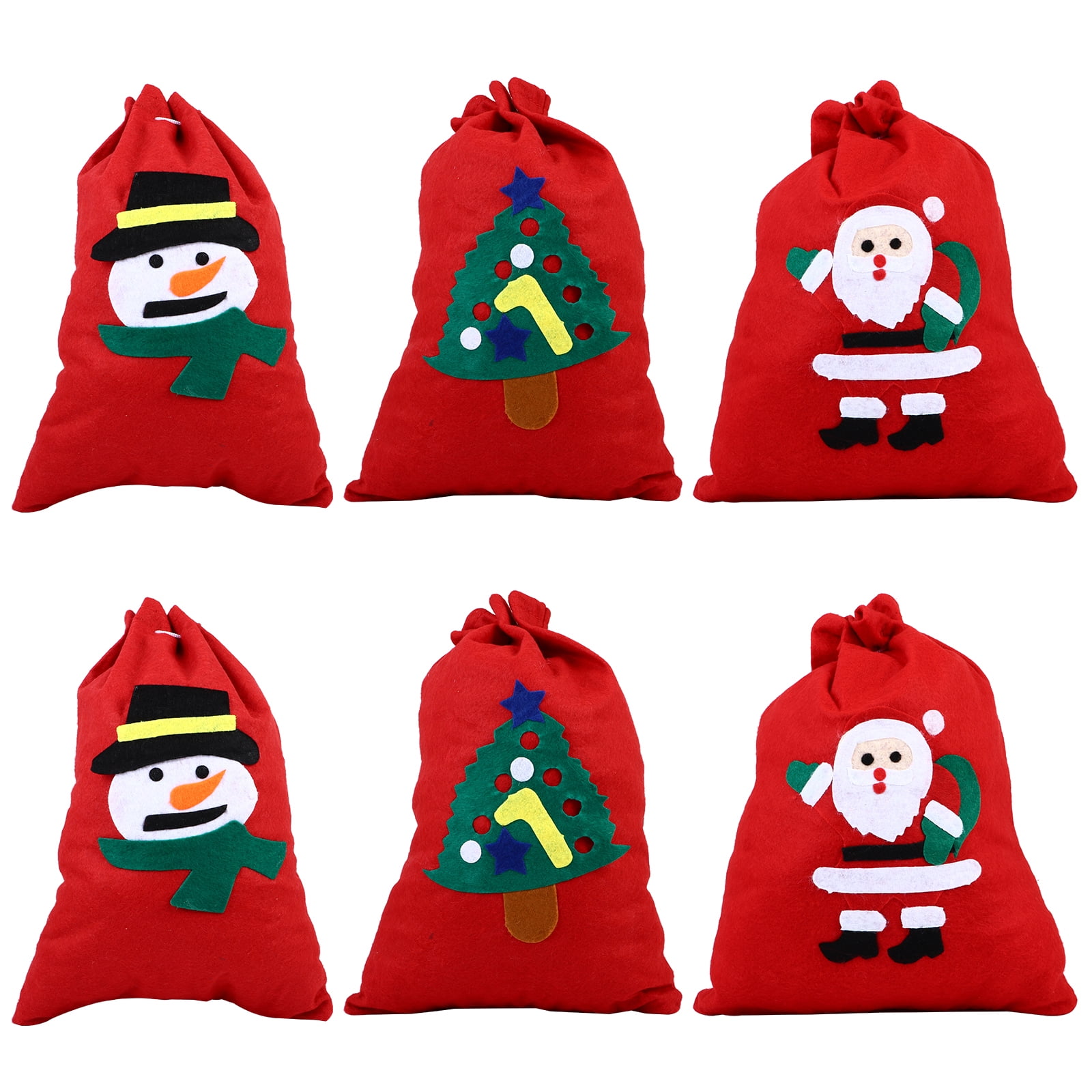 Bag Xmas Christmas Gift Santa Bags Woven Snowman Tree Drawstring Treat