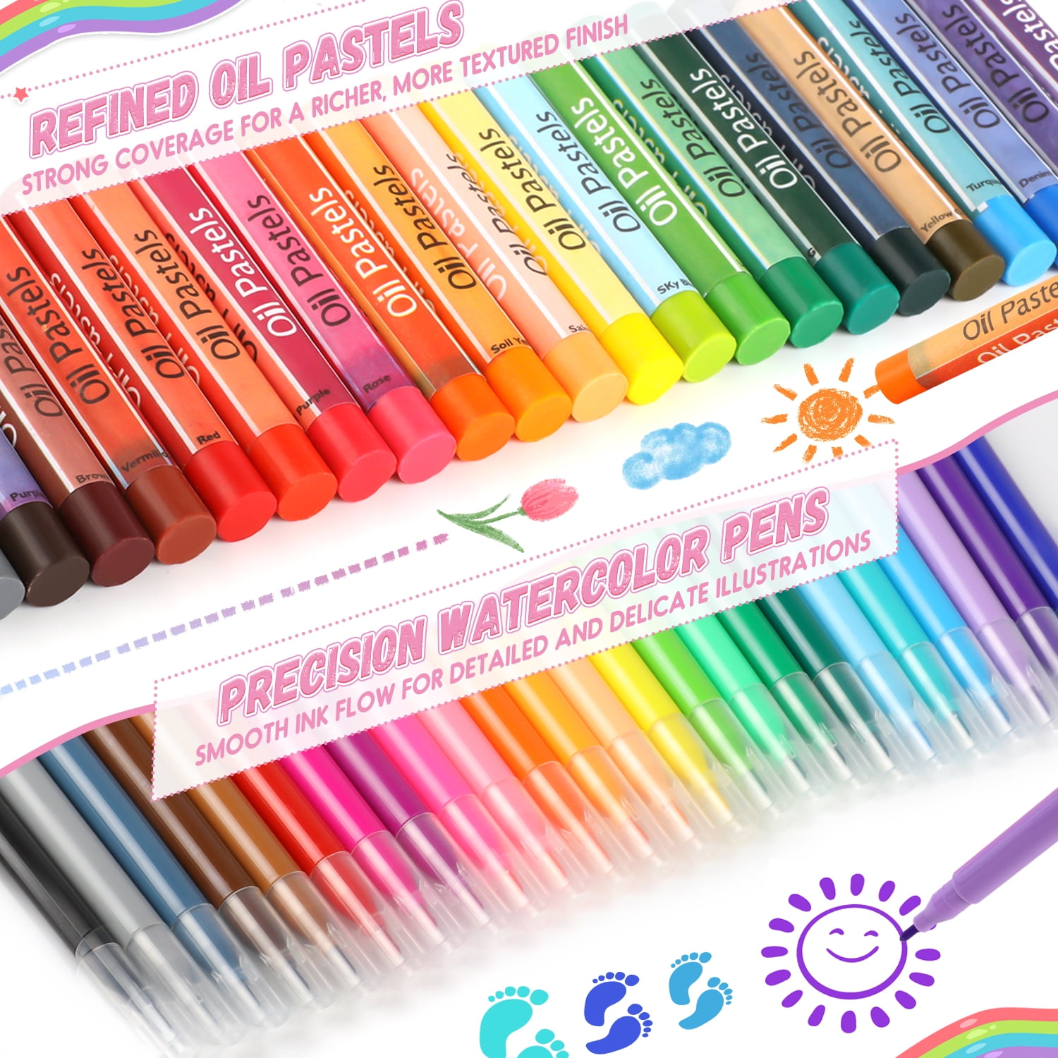 Huge Wave Unicorn Art Supplies for Girls, 208PCS Markers Set with Storage Case, Christmas Birthday Gift for Kids Aged 4-12 Years Old