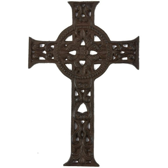 Juvale Wrought Iron Cross Decoration - Rustic Celtic Cross, Metal Cross for Christian and Religious Art Lovers, Dark Bronze, 11.5 x 7.7 x 0.5 Inches