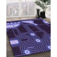 thumbnail image 3 of Ahgly Company Machine Washable Indoor Square Transitional Medium Slate Blue Area Rugs, 4' Square, 3 of 7