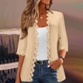 thumbnail image 2 of Wang6 Cardigan Sweaters for Women Causal Open Front Long Sleeve Lightweight Knit Sweater Trendy Fall V Neck Lace Knitted Tops Outerwear Yellow XL, 2 of 6