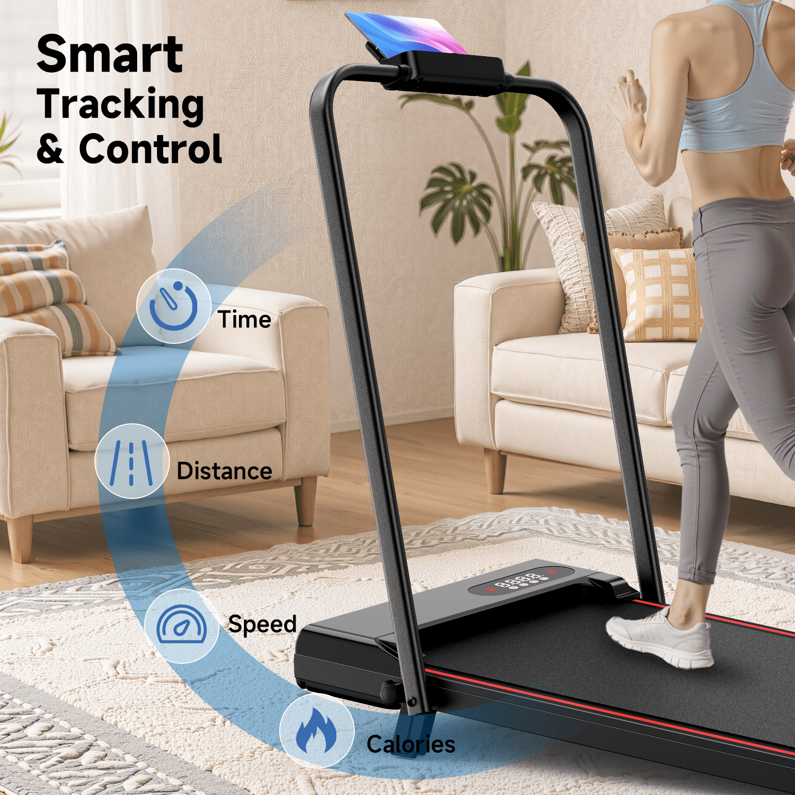 Evitormill 4 in 1 Foldable Treadmills with Handle/Handrails - 2.5HP Low Noise Folding Walking Pad, Supports 265 Lbs (Black)