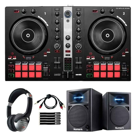 Hercules DJControl Inpulse 300 MK2 DJ Controller with DJ Monitors & Headphones Package