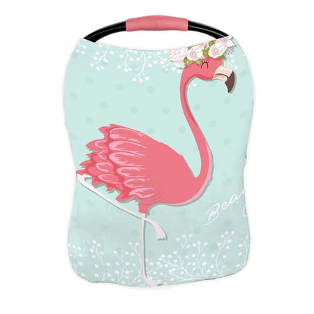 PKQWTM Pink Flamingo Nursing Cover Baby Breastfeeding Infant Feeding Cover Baby Car Seat Cover