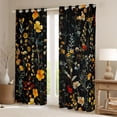 thumbnail image 2 of Homewish Retro Rustic Botanical Curtains Pack of 2 (42x84 Each),Cute Flower Floral Curtains Blackout,Orange Black Bedroom Curtains For Men Women,Super Cozy Room Decor, 2 of 6