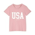 thumbnail image 2 of BRGZLK Kids 4Th Of July Cotton Shirts Boys Girls Independence Day Letter Printed Top Soft Cozy Round Neck Short Sleeve T-Shirt Pink 9-10 Years, 2 of 6