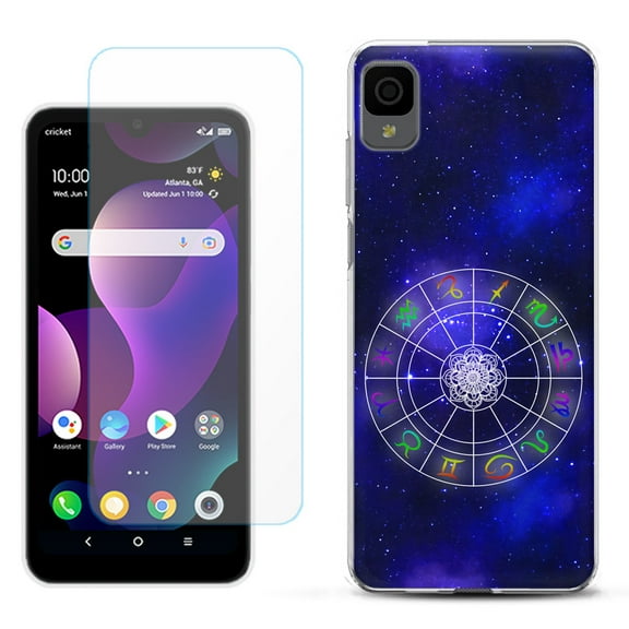 Slim-Fit Gel TPU Phone Case for TCL 30Z / 30 Z / 30 LE, with Tempered Glass Screen Protector, by OneToughShield ® - Zodiac / Horoscope