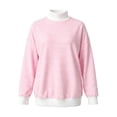 thumbnail image 5 of Unir Women's Color Block Neck Layering Sweatshirt Horizontal Stripe Oversized Rib Long Sleeve Casual Pullover Top 1PC S-XL Plus Size Friendly, 5 of 5