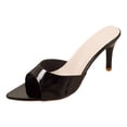 thumbnail image 5 of Rokment Stiletto High Heels Dressy Sandals for Women Ladies Bridal Fashion Casual Leather Pointed Open Toe Dress Slip on Pumps Bride Wedding Summer Heeled Slides Slippers Black Size 8, 5 of 6
