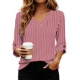 thumbnail image 6 of Qiggri 3/4 Length Sleeve Womens Tops Dressy Casual Blouses V Neck T Shirts Summer Tops Spring Outfits Loose Fit XL, 6 of 7
