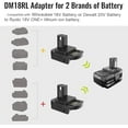 thumbnail image 2 of DM18RL Battery Adapter Converter with USB & Type-C Port for Use with R-yobi 18V Lithium Battery Tools, Converts De-Walt 20V Li-ion or Mil-Waukee 18V Li-ion Battery to R-yobi 18V Li-ion Battery, 2 of 10