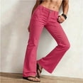 thumbnail image 6 of PEIBang Women's Solid Double Button High Waist Flare Cargo Jeans, Multi Front Patch Pocket Stretch Bootcut Denim Pants, 6 of 6