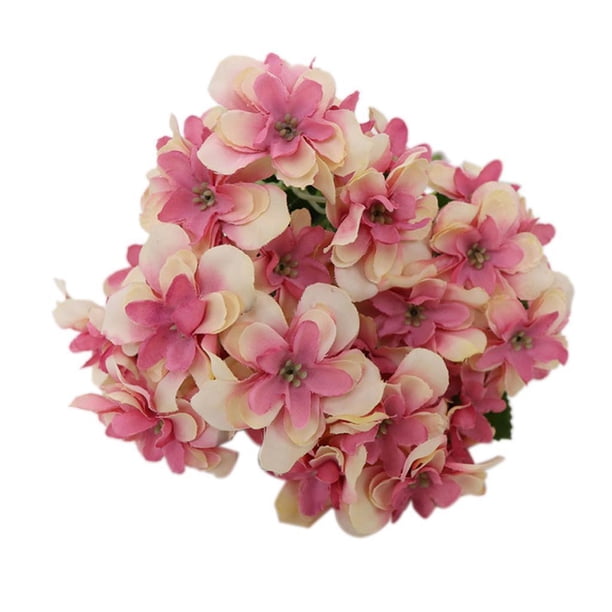 1 Manojo de Flores Artificiales Simulación Hortensias 5 Tallos Bouquet Decoración de Rosado
