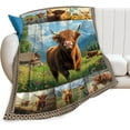 thumbnail image 2 of Highland Cow Blanket Gift for Girls, Boys, Women, Farm Fun Animal Cow Throw Blanket, Mountain Wool Flannel Blanket, Soft and Lightweight Plush Blanket for Teens, Adults Bed Sofa Decor, 60" x 50", 2 of 4