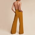 thumbnail image 6 of Women's Sexy Jumpsuit, Sleeveless Deep V Halter Neck Backless Wide Leg Jumpsuit, Elastic Waist Party Outfit, Flattering Fit for Women, Evening Wear and Special Occasions-Brown, 6 of 6