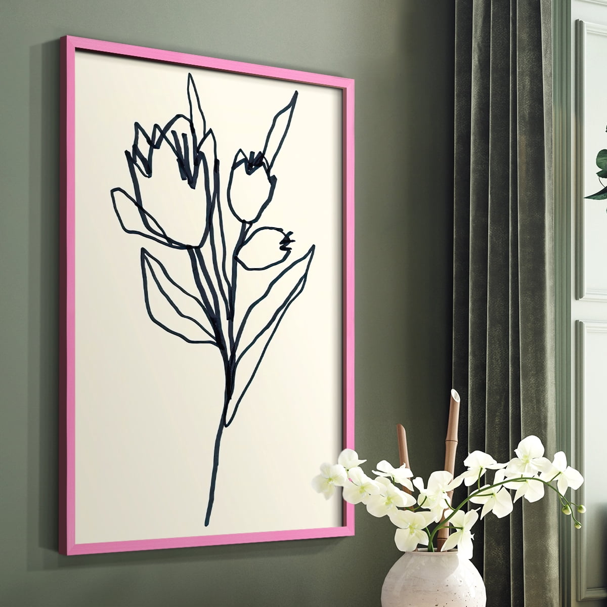 Floral Marker II in Paper Solid Wood 11 x 14 Framed Print