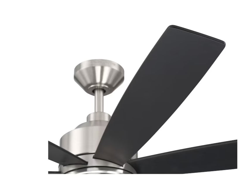 Harbor Breeze Cogdell 60-in Brushed Nickel with Black/Auburn Blades Color-changing Integrated LED Indoor/Outdoor Downrod or Flush Mount Ceiling Fan
