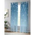 thumbnail image 5 of Sheer Curtains 2 Panels Set, Christmas Snowflake Blue Gradient Window Sheer Curtains for Living Room/Bedroom, Light Filtering Rod Pocket Voile Drapes, 52" W x 84" L, 5 of 7
