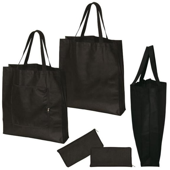 Debco NW4761 Non Woven Magic Folding Shopping Tote - Black