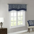 thumbnail image 3 of Madison Park Paisley 50" x 18" Jacquard Window Rod Pocket Valance for Adult Living Room in Navy Blue, 3 of 5
