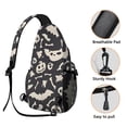 thumbnail image 3 of Sling Backpack,Spooky Halloween Icons Pattern Sling Bag with Water Bottle Holder,Waterproof Sling Bag for Men/Women with Headphone Jack for Hiking,Travel, 3 of 6