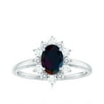 thumbnail image 4 of Rosec Jewels Nature Inspired Flower Ring, Oval Shape Black Opal Ring with Diamond Halo, 10K White Gold, US 9.00, 4 of 10