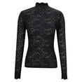 thumbnail image 2 of purcolt Women's Plus Size Floral Embroidery Lace Tops Long Sleeve Mock Neck See Through Mesh Underwear Blouse Shirts, 2 of 6