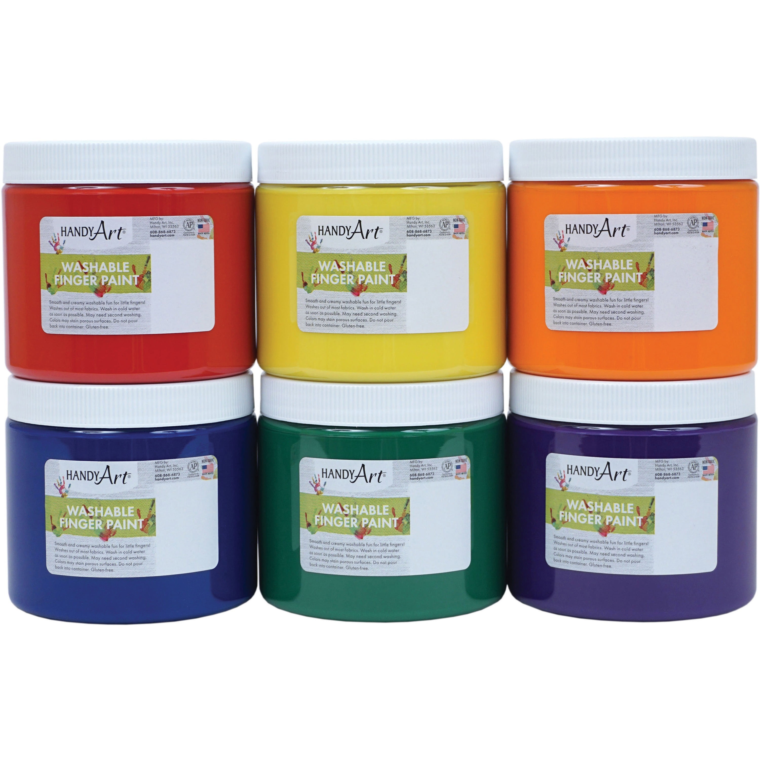 Handy Art, HAN882255, Washable Finger Paint, 6 / Set