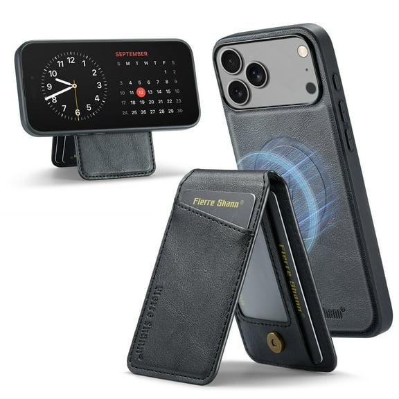 Compatible with Magsafe Magnetic 2 in 1 Detachable Wallet Case with Card Holder for iPhone 17 Pro, for Women Men, PU Leather Flip Kickstand Credit Slots for iPhone 17 Pro, Black