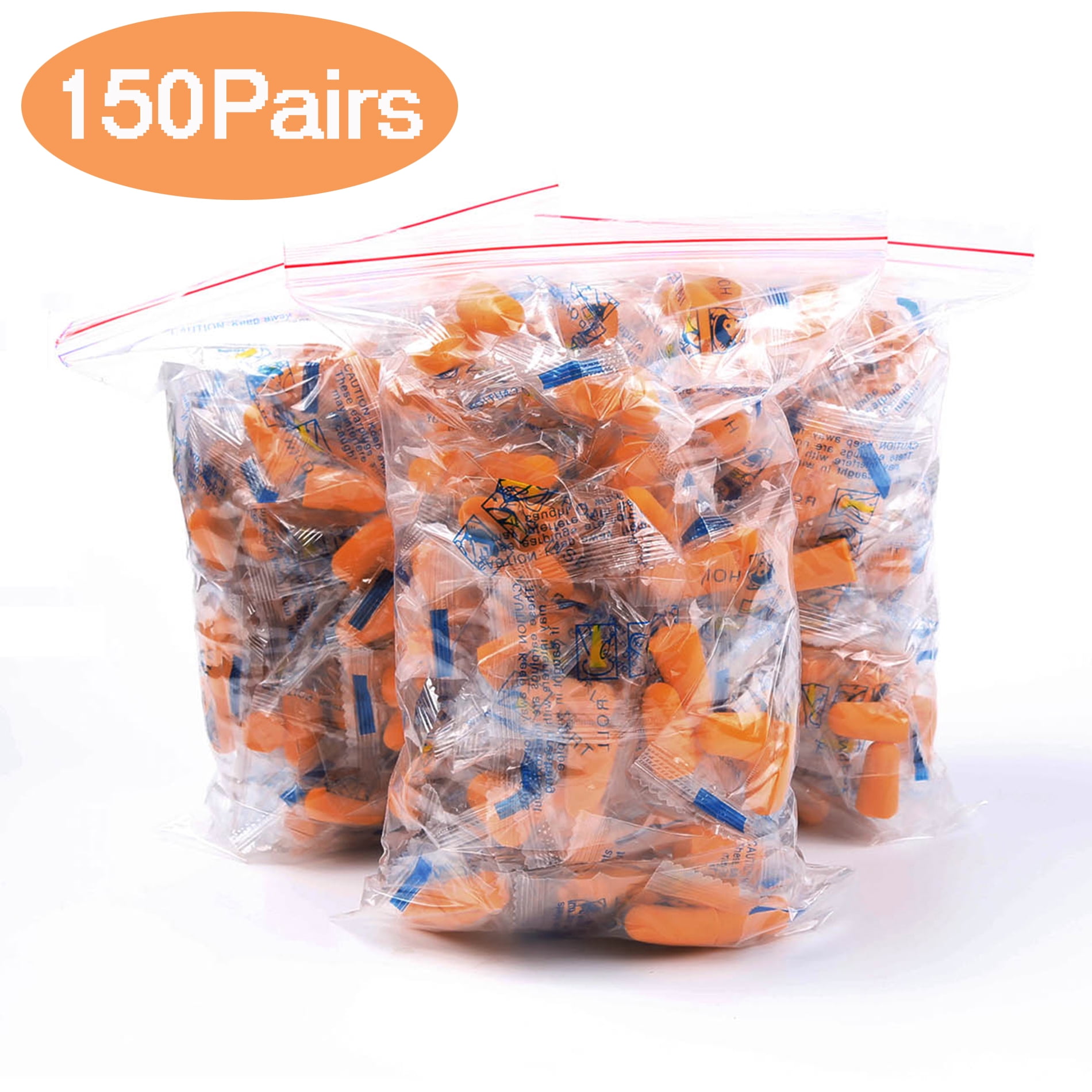 150 Pair Foam Individually Wrapped Earplugs NRR 32dB Soft Ear Plugs(Orange )