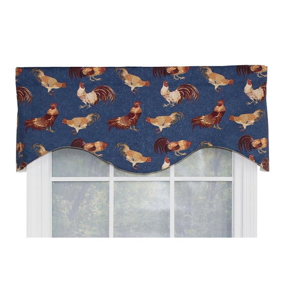 RLF Home Rise N Shine Cornice 100% Cotton with Fully Lined 3" Rod Pocket Valnance for Windows 50" x 17" Denim