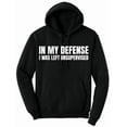 thumbnail image 2 of In My Defense I Was Left Unsupervised Hoodie – Funny Sarcastic Graphic Fleece Pullover Hooded Sweatshirt (NavyBlue, X-Large), 2 of 15