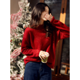thumbnail image 5 of Suéteres navideños de Birdtree para mujer, 96,7 % cachemira de cabra, hilo dorado, suéteres suaves de longitud completa, ropa de otoño e invierno T40417QM, 5 of 5