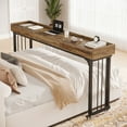 thumbnail image 1 of Grande Table de Maquillage 78.8 Pouces avec Roues, Bureau d'Ordinateur Mobile avec Rangement, Marron et Noir, 1 of 8