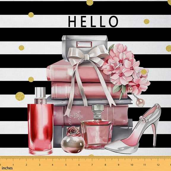 Castle Fairy Pink Fashion Girl Fabric by the Yard 1 Yard,Geometric Stripes Home Decor Fabric by the Yard,Polka Dots Room Decor Fabric by the Yard,Ultra Soft Home Decor