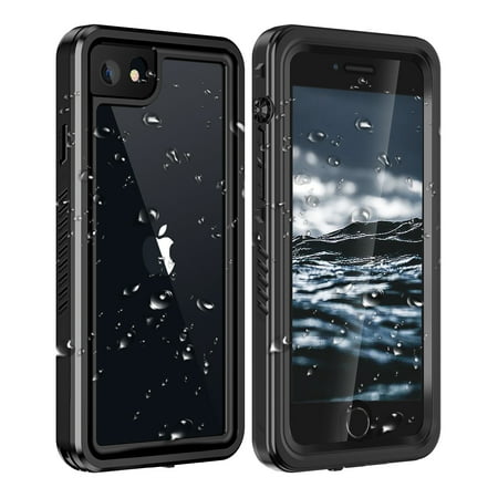 Casetego for iPhone SE 2022 2020 Waterproof Case,iPhone 7/8,iPhone SE 3rd 2nd Gen Case Waterproof, Allytech IP68 Waterproof Build-in Screen Protector Full Protection Cover Hard Shell, Black