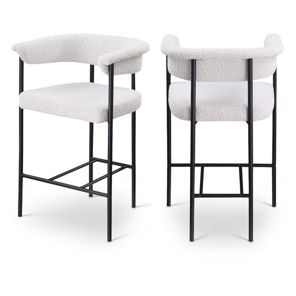 Meridian Furniture Malin Cream Boucle Fabric Counter Stool (Set of 2)