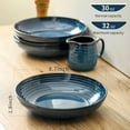 thumbnail image 2 of 32 OZ Ceramic Pasta Bowls Set of 4, Navy Blue Shallow Plates for Soup, Salad, Noodles, Dishwasher & Microwave Safe, 2 of 5