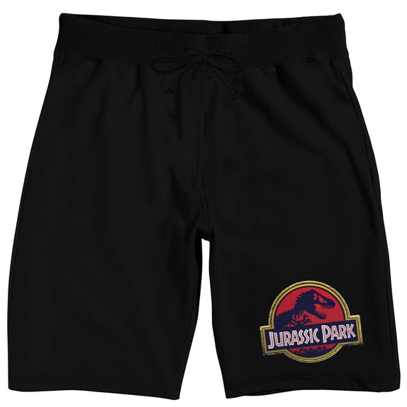 Jurassic Park Logo Men's Black Sleep Pajama Shorts-Small